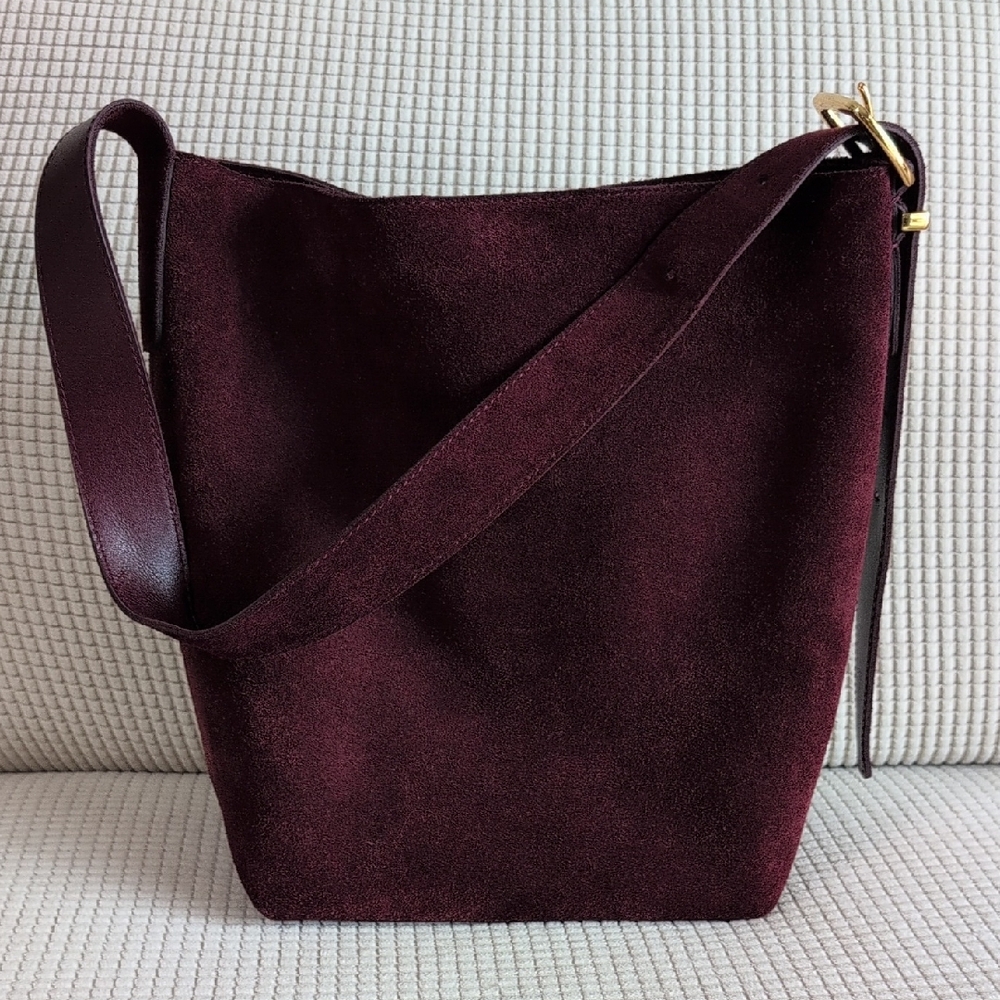 Madewell Burgundy Suede Bucket Medium Tote